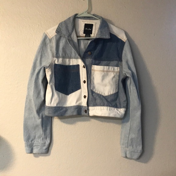 Me Jane Colorblock Crop Denim Jacket - Picture 2 of 5